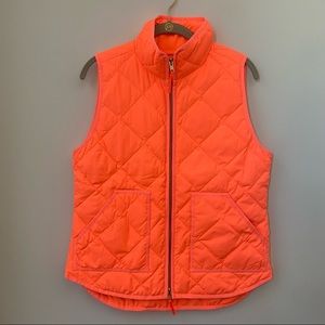 J. Crew Fluorescent Orange Puffer Down Vest Sz S